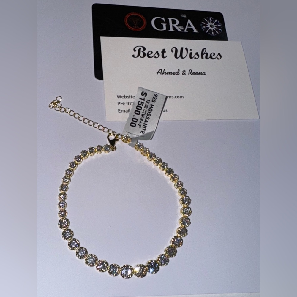 14k Yellow Gold Vermeil Certified Diamond Anklet or Bracelet, 2 way wearing Gem - Picture 8 of 8